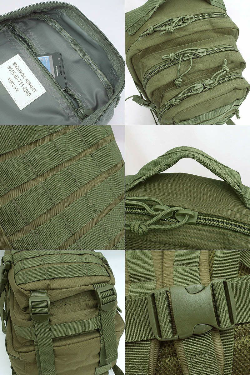 米軍タイプ アサルトリュック 新品 BR037YNモール カバン 鞄 多 米軍タイプ アサルトリュック 新品 BR037YNモール カバン 鞄 多