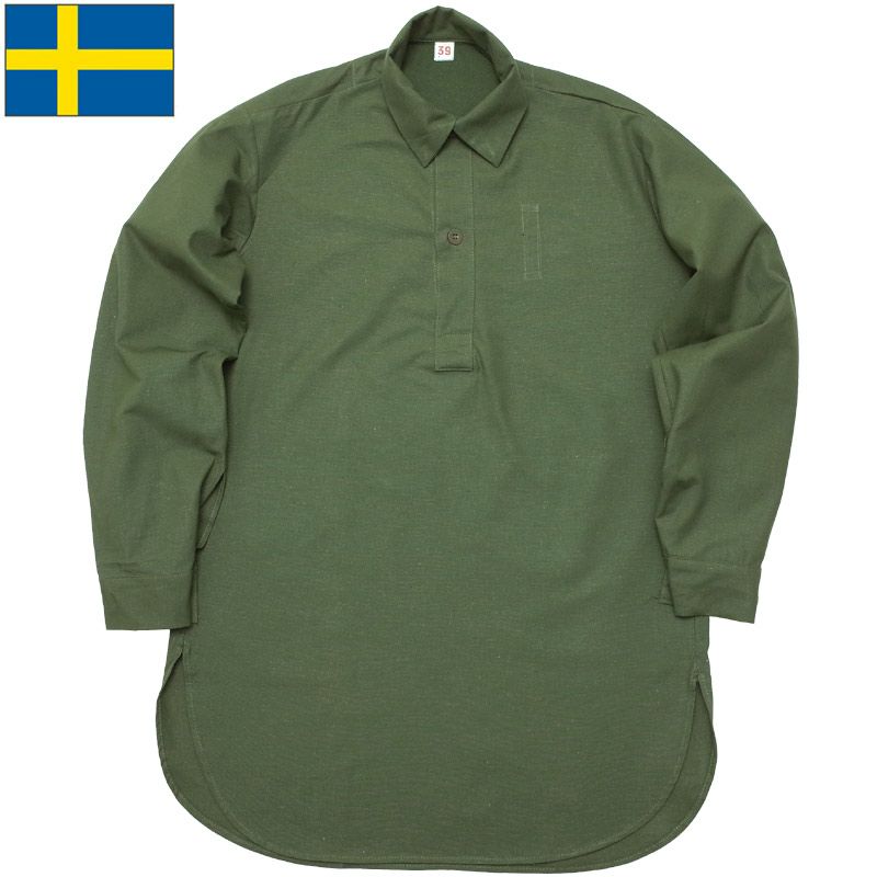スウェーデン軍 M-55 プルオーバーシャツ 長袖 デッドストックM55 ...