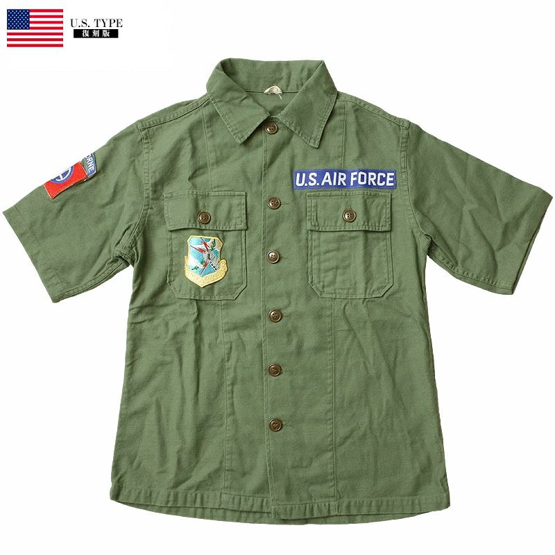 米軍タイプ OG-107ファティーグシャツ 半袖『AIR FORCE』B ミリタリー 