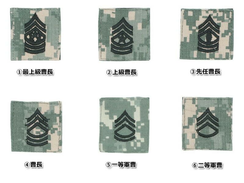 メール便可 US ARMY ACU 戦闘服用階級章 ベルクロ付き CP10 