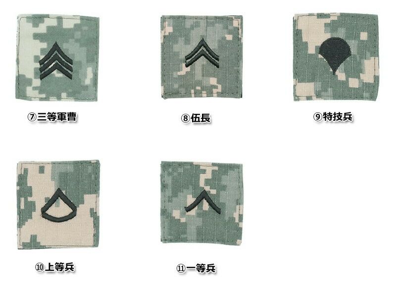 メール便可 US ARMY ACU 戦闘服用階級章 ベルクロ付き CP10