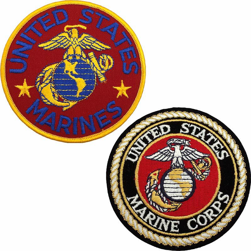 米海軍 USMC MARINE LOGO ミリタリー パッチ ワッペン オリーブ