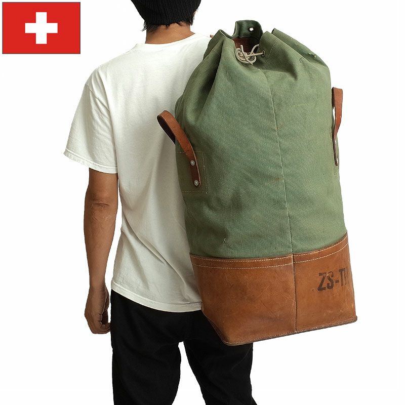 スイス軍 マウンテンダッフルバッグ レザーボトム USED | ミリタリー 