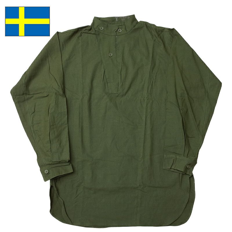 スウェーデン軍 M-55 スタンドカラー プルオーバーシャツ 初期モデル 