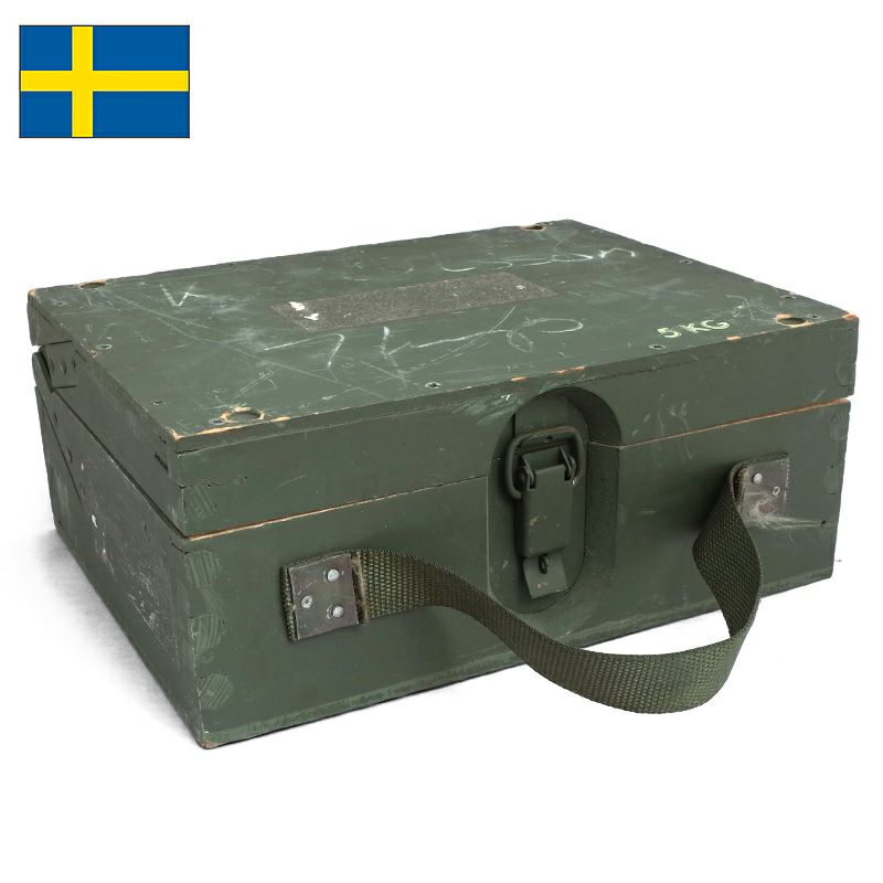 スウェーデン軍 アンモボックス ウッド S フチなし USED