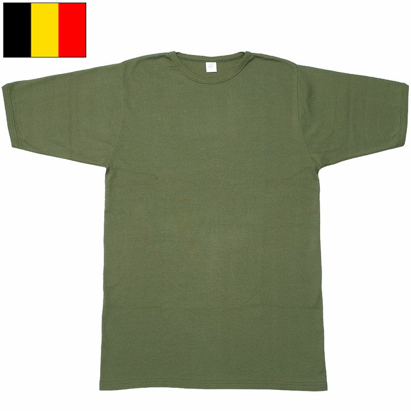 1点ならメール便可 ベルギー軍 クルーネック 半袖Tシャツ オリーブ