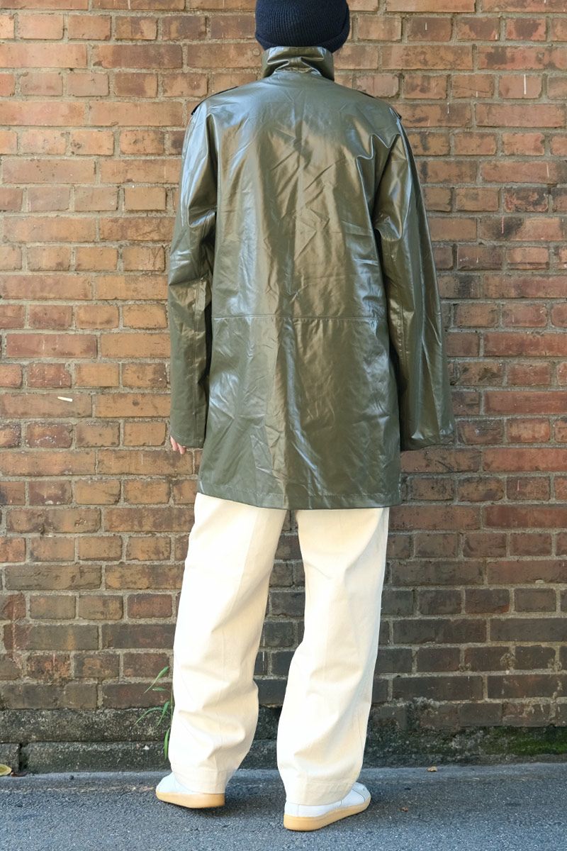 フランス軍 PVC レインコート オリーブ USED レインウェア ウェット