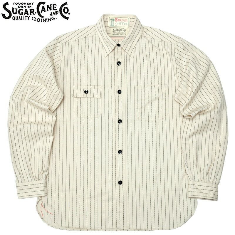 SUGAR CANE シュガーケーン #SC27076 FICTION ROMANCE 8.5OZ. ホワイトウォバッシュ ストライプ 長袖  ワークシャツメンズ 男性 トップス ロングスリーブ ワークウエア アメカジ | ミリタリーショップ シービーズ