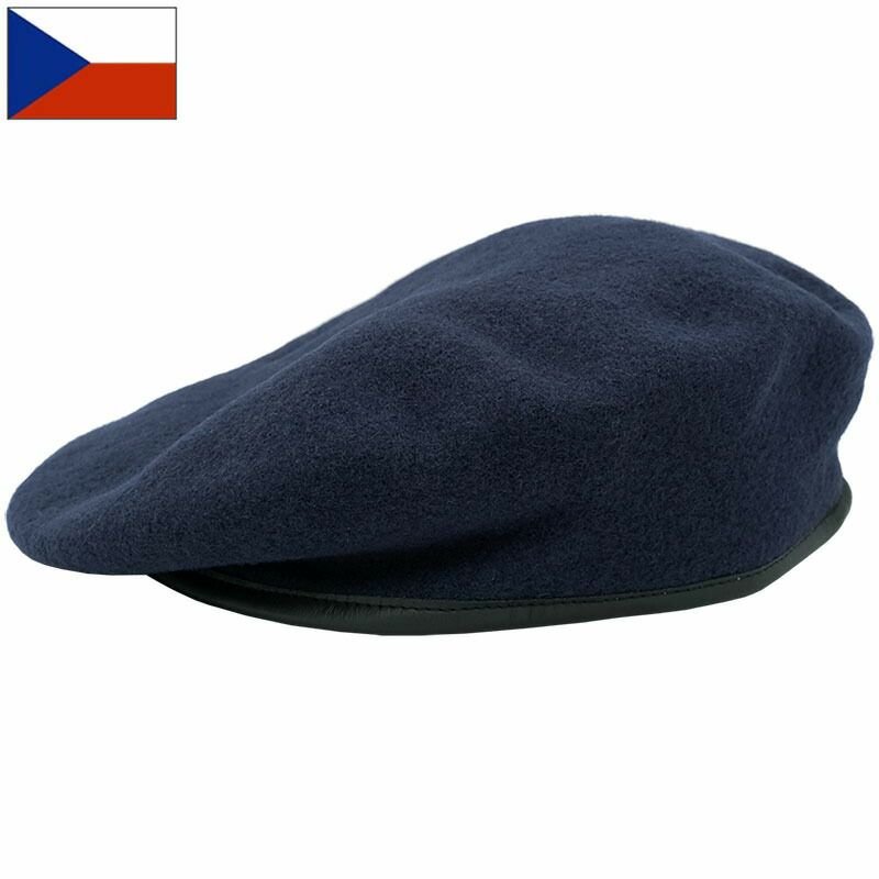 1点ならメール便可 チェコ軍 ウール ベレー帽 ネイビー デッドストック