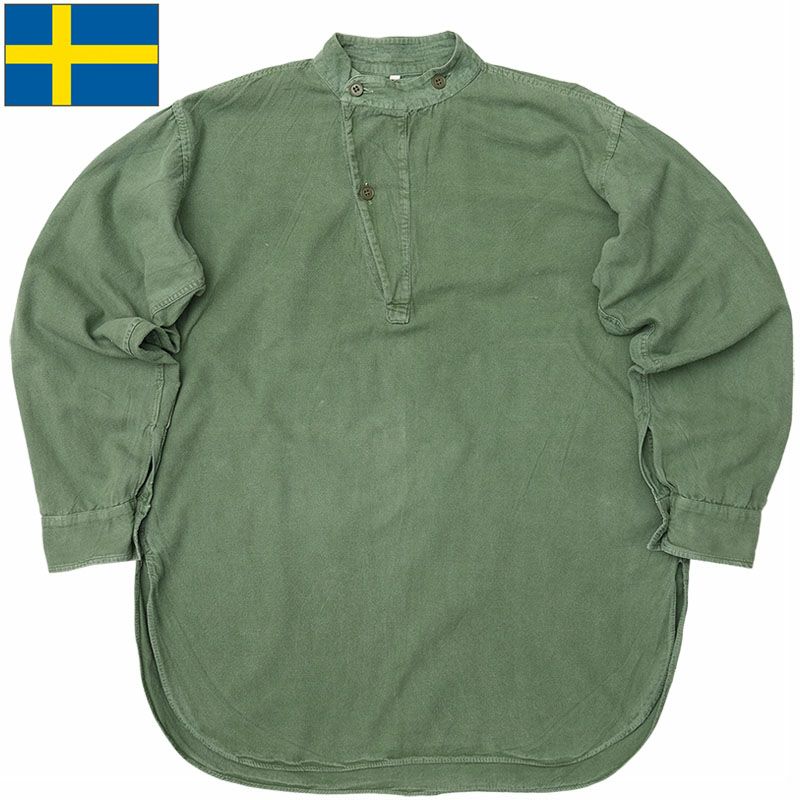 スウェーデン軍 M-55 スタンドカラー プルオーバーシャツ 初期モデル