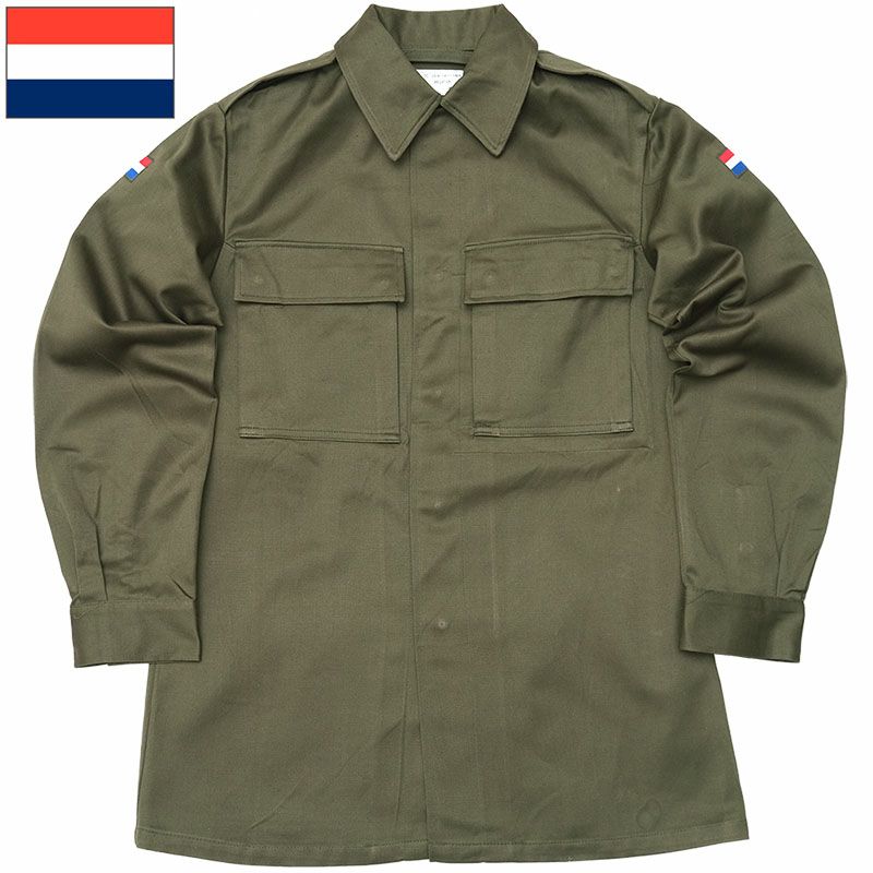 オランダ軍 ポパーシャツ 長袖 オリーブ デッドストック KL オランダ