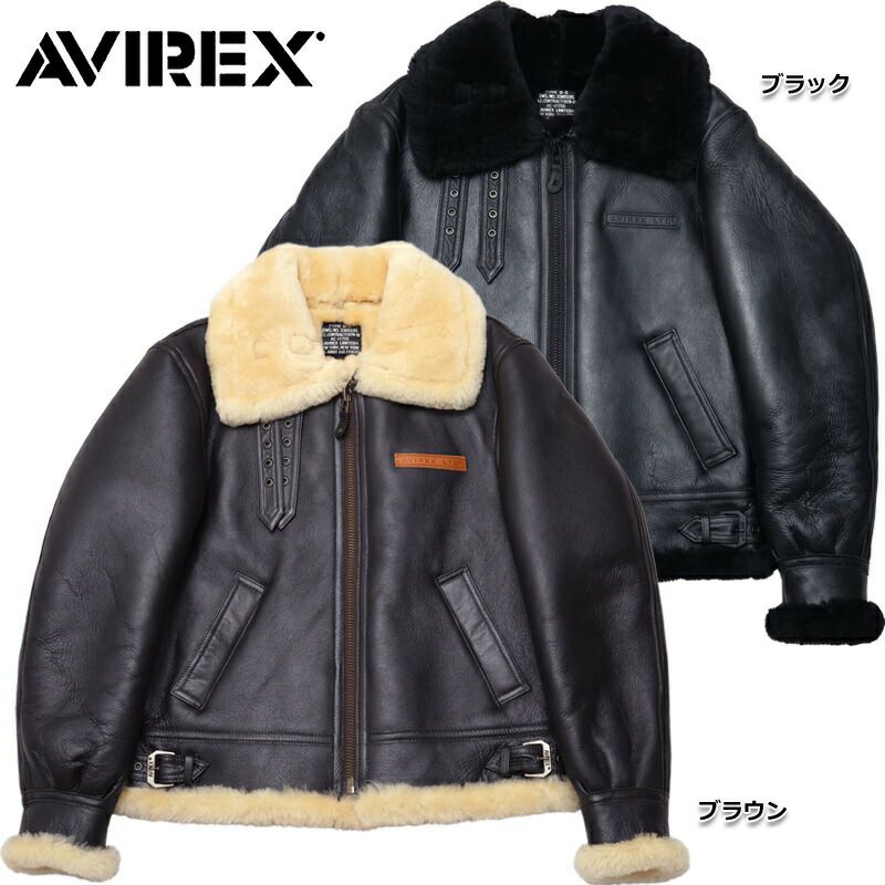 AVIREX 肌寒い レザーフライトジャケット XL ブラック 羊革 シープ