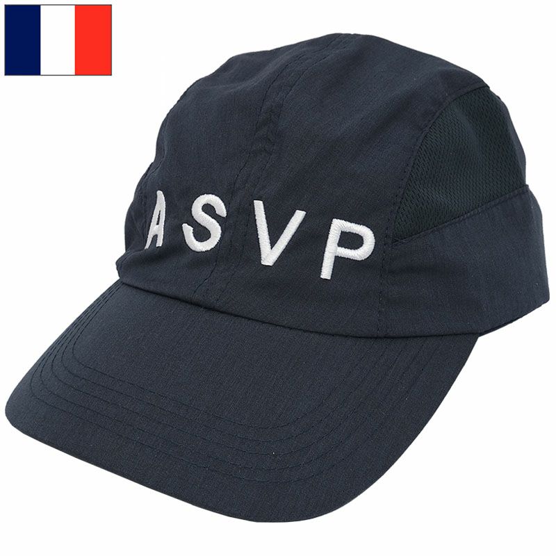 フランス ASVP キャップ ネイビー ポリコットン デッドストック