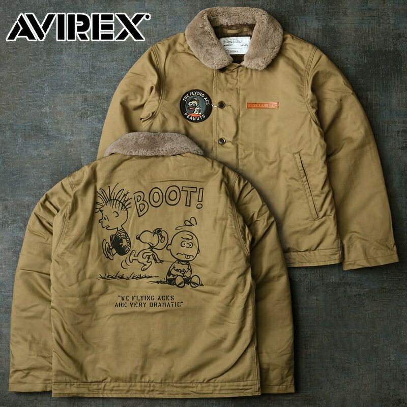 AVIREX アビレックス #7834252041 AVIREX×PEANUTS N-1 デッキジャケット『FLYING ACE』N1 スヌーピー  ピーナッツ メンズ 男性 アウター ブルゾン アヴィレックス ファー ムートン アメリカ 海軍 USN カジュアル アメカジ 冬 防寒 |  ミリタリーショップ シービーズ