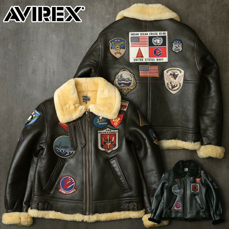 AVIREX フライトジャケット B-3 羊革 ムートン 赤茶 38