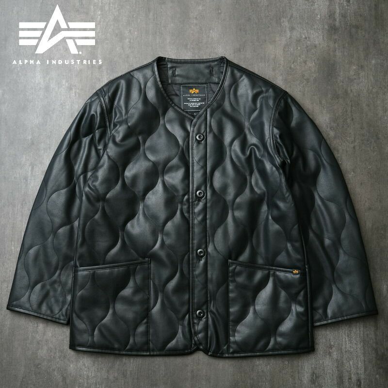 ALPHA シンセティックレザージャケット ブラック