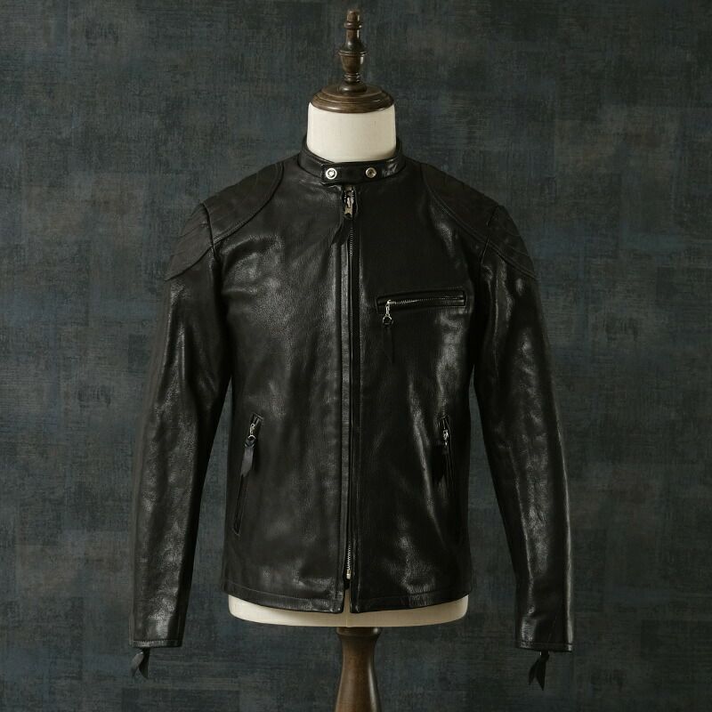 Schott パデットシングルライダースエイジング加工山羊革