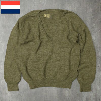 オランダ軍 Vネックセーター オリーブ USED JW078UN