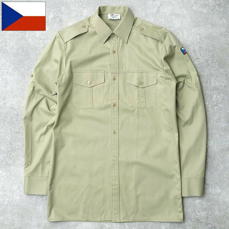 チェコ軍 フィールドシャツ 長袖 国旗ワッペン付き デッドストック JS235NN
