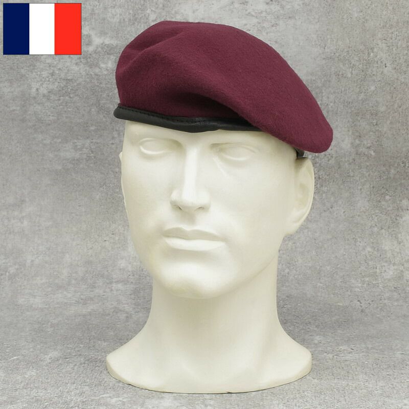 フランス軍タイプ ウール ベレー帽 ワインレッド デッドストック HE024NN
